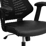 High Back Designer Black Mesh Executive Swivel Ergonomic Office Chair with LeatherSoft Seat and Adjustable Arms, BL-ZP-806-BK-LEA-GG