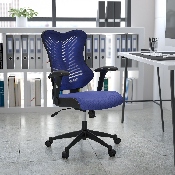 High Back Designer Blue Mesh Executive Swivel Ergonomic Office Chair with Adjustable Arms, BL-ZP-806-BL-GG