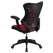 High Back Designer Burgundy Mesh Executive Swivel Ergonomic Office Chair with Adjustable Arms, BL-ZP-806-BY-GG