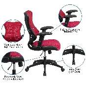 High Back Designer Burgundy Mesh Executive Swivel Ergonomic Office Chair with Adjustable Arms, BL-ZP-806-BY-GG