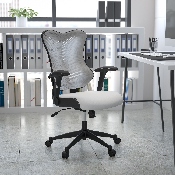 High Back Designer White Mesh Executive Swivel Ergonomic Office Chair with Adjustable Arms, BL-ZP-806-WH-GG