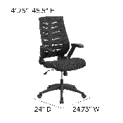 High Back Designer Black Mesh Executive Swivel Ergonomic Office Chair with Height Adjustable Flip-Up Arms, BL-ZP-809-BK-GG