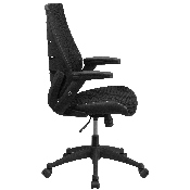 High Back Designer Black Mesh Executive Swivel Ergonomic Office Chair with Height Adjustable Flip-Up Arms, BL-ZP-809-BK-GG