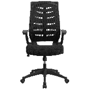 High Back Designer Black Mesh Executive Swivel Ergonomic Office Chair with Height Adjustable Flip-Up Arms, BL-ZP-809-BK-GG