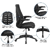 High Back Designer Black Mesh Executive Swivel Ergonomic Office Chair with Height Adjustable Flip-Up Arms, BL-ZP-809-BK-GG
