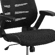 High Back Designer Black Mesh Executive Swivel Ergonomic Office Chair with Height Adjustable Flip-Up Arms, BL-ZP-809-BK-GG