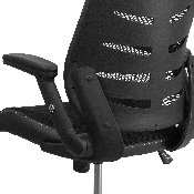 High Back Designer Black Mesh Executive Swivel Ergonomic Office Chair with Height Adjustable Flip-Up Arms, BL-ZP-809-BK-GG