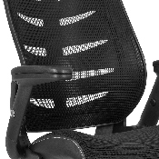 High Back Black Mesh Spine-Back Ergonomic Drafting Chair with Adjustable Foot Ring and Adjustable Flip-Up Arms, BL-ZP-809D-BK-GG