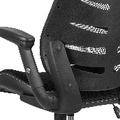 High Back Black Mesh Spine-Back Ergonomic Drafting Chair with Adjustable Foot Ring and Adjustable Flip-Up Arms, BL-ZP-809D-BK-GG