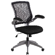 Mid-Back Black Mesh Swivel Ergonomic Task Office Chair with Gray Frame and Flip-Up Arms, BL-ZP-8805-BK-GG