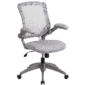 Mid-Back Gray Mesh Swivel Ergonomic Task Office Chair with Gray Frame and Flip-Up Arms, BL-ZP-8805-GY-GG