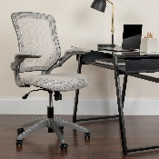 Mid-Back Gray Mesh Swivel Ergonomic Task Office Chair with Gray Frame and Flip-Up Arms, BL-ZP-8805-GY-GG