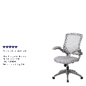 Mid-Back Gray Mesh Swivel Ergonomic Task Office Chair with Gray Frame and Flip-Up Arms, BL-ZP-8805-GY-GG