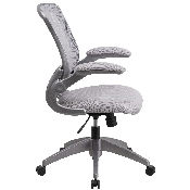 Mid-Back Gray Mesh Swivel Ergonomic Task Office Chair with Gray Frame and Flip-Up Arms, BL-ZP-8805-GY-GG