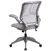 Mid-Back Gray Mesh Swivel Ergonomic Task Office Chair with Gray Frame and Flip-Up Arms, BL-ZP-8805-GY-GG