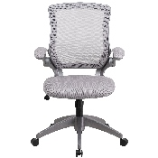 Mid-Back Gray Mesh Swivel Ergonomic Task Office Chair with Gray Frame and Flip-Up Arms, BL-ZP-8805-GY-GG