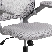 Mid-Back Gray Mesh Swivel Ergonomic Task Office Chair with Gray Frame and Flip-Up Arms, BL-ZP-8805-GY-GG