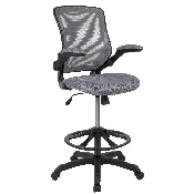 Mid-Back Dark Gray Mesh Ergonomic Drafting Chair with Adjustable Foot Ring and Flip-Up Arms, BL-ZP-8805D-DKGY-GG