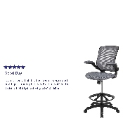 Mid-Back Dark Gray Mesh Ergonomic Drafting Chair with Adjustable Foot Ring and Flip-Up Arms, BL-ZP-8805D-DKGY-GG
