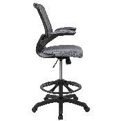 Mid-Back Dark Gray Mesh Ergonomic Drafting Chair with Adjustable Foot Ring and Flip-Up Arms, BL-ZP-8805D-DKGY-GG