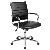 5 Piece Cherry Oval Conference Table Set with 4 Black LeatherSoft Ribbed Executive Chairs, BLN-6GCCHR595M-BK-GG