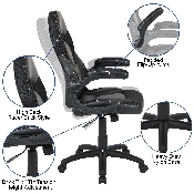 Black Gaming Desk and Black Racing Chair Set with Cup Holder, Headphone Hook & 2 Wire Management Holes, BLN-X10D1904-BK-GG