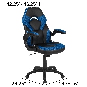 Black Gaming Desk and Blue and Black Racing Chair Set with Cup Holder, Headphone Hook & 2 Wire Management Holes, BLN-X10D1904-BL-GG
