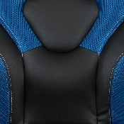 Black Gaming Desk and Blue and Black Racing Chair Set with Cup Holder, Headphone Hook & 2 Wire Management Holes, BLN-X10D1904-BL-GG