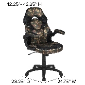 Black Gaming Desk and Camouflage/Black Racing Chair Set with Cup Holder, Headphone Hook & 2 Wire Management Holes, BLN-X10D1904-CAM-GG