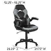 Black Gaming Desk and Gray/Black Racing Chair Set with Cup Holder, Headphone Hook & 2 Wire Management Holes, BLN-X10D1904-GY-GG