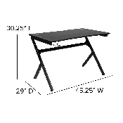 Black Gaming Desk and Gray/Black Racing Chair Set with Cup Holder, Headphone Hook & 2 Wire Management Holes, BLN-X10D1904-GY-GG