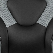 Black Gaming Desk and Gray/Black Racing Chair Set with Cup Holder, Headphone Hook & 2 Wire Management Holes, BLN-X10D1904-GY-GG