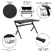 Black Gaming Desk and Gray/Black Racing Chair Set with Cup Holder, Headphone Hook & 2 Wire Management Holes, BLN-X10D1904-GY-GG
