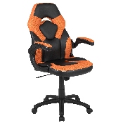 Black Gaming Desk and Orange/Black Racing Chair Set with Cup Holder, Headphone Hook & 2 Wire Management Holes, BLN-X10D1904-OR-GG