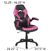 Black Gaming Desk and Pink/Black Racing Chair Set with Cup Holder, Headphone Hook & 2 Wire Management Holes, BLN-X10D1904-PK-GG