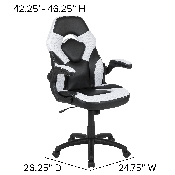 Black Gaming Desk and White/Black Racing Chair Set with Cup Holder, Headphone Hook & 2 Wire Management Holes, BLN-X10D1904-WH-GG