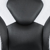 Black Gaming Desk and White/Black Racing Chair Set with Cup Holder, Headphone Hook & 2 Wire Management Holes, BLN-X10D1904-WH-GG
