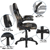 Black Gaming Desk and Camouflage/Black Racing Chair Set with Cup Holder, Headphone Hook, and Monitor/Smartphone Stand, BLN-X10RSG1031-CAM-GG