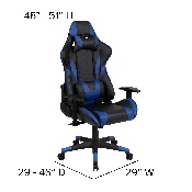 Black Gaming Desk and Blue/Black Reclining Gaming Chair Set with Cup Holder, Headphone Hook & 2 Wire Management Holes, BLN-X20D1904-BL-GG