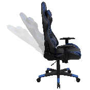 Black Gaming Desk and Blue/Black Reclining Gaming Chair Set with Cup Holder, Headphone Hook & 2 Wire Management Holes, BLN-X20D1904-BL-GG