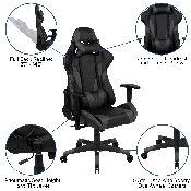 Gaming Desk and Gray/Black Reclining Gaming Chair Set /Cup Holder/Headphone Hook/Removable Mouse Pad Top - Wire Management, BLN-X20D1904L-GY-GG