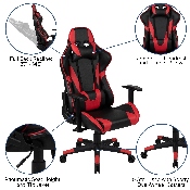 Gaming Desk and Red/Black Reclining Gaming Chair Set /Cup Holder/Headphone Hook/Removable Mouse Pad Top - Wire Management, BLN-X20D1904L-RD-GG