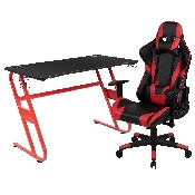Red Gaming Desk and Red/Black Reclining Gaming Chair Set with Cup Holder and Headphone Hook, BLN-X20RSG1030-RD-GG