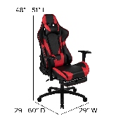 Gaming Desk and Red Footrest Reclining Gaming Chair Set - Cup Holder/Headphone Hook/Removable Mouse Pad Top/Wire Management, BLN-X30D1904L-RD-GG