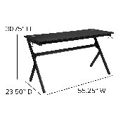 Gaming Desk and Red Footrest Reclining Gaming Chair Set - Cup Holder/Headphone Hook/Removable Mouse Pad Top/Wire Management, BLN-X30D1904L-RD-GG