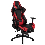 Gaming Desk and Red Footrest Reclining Gaming Chair Set - Cup Holder/Headphone Hook/Removable Mouse Pad Top/Wire Management, BLN-X30D1904L-RD-GG