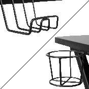 Gaming Desk and Red Footrest Reclining Gaming Chair Set - Cup Holder/Headphone Hook/Removable Mouse Pad Top/Wire Management, BLN-X30D1904L-RD-GG