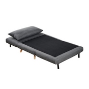 Shaw Convertible Tri-Fold Sleeper Chair with Pillow, Multifunctional Adjustable Sleeper with Channel Stitching and Hideaway Legs in Dark Gray, BO-BS-BS031-DKGRY-GG