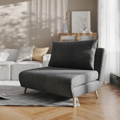 Shaw Convertible Tri-Fold Sleeper Chair with Pillow, Multifunctional Adjustable Sleeper with Channel Stitching and Hideaway Legs in Dark Gray, BO-BS-BS031-DKGRY-GG