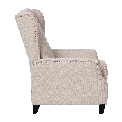 Prescott Traditional Style Slim Push Back Recliner Chair-Wingback Recliner with Cream Fabric Upholstery-Accent Nail Trim, BO-BS7002-1-CREAM-GG